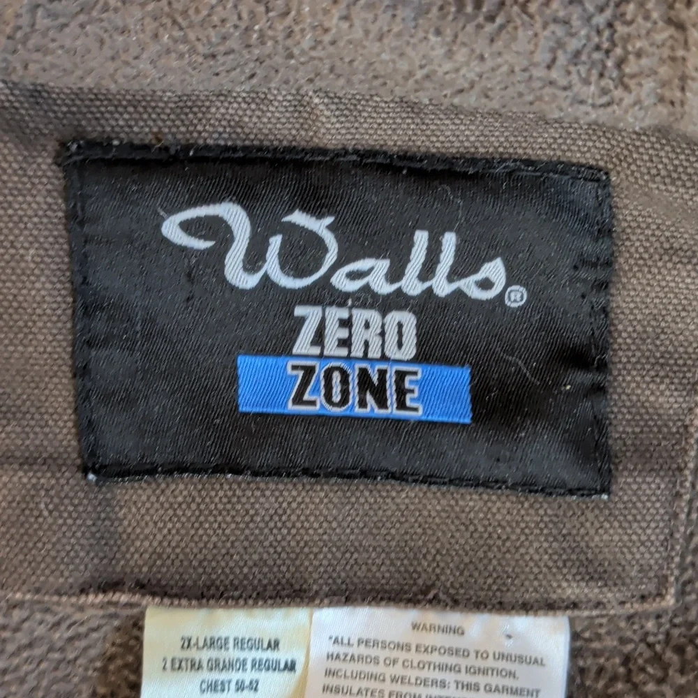 Vtg. Walls Zero Zone Insulated Fleece Lined Hooded Canvas Jacket 2XL Brown Green - Picture 3 of 16
